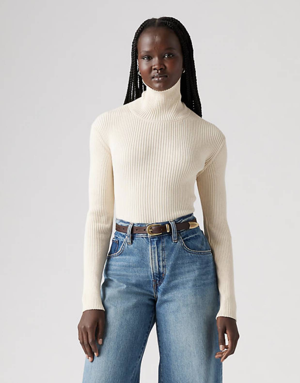 LEVI S Tulip Turtleneck Sweater A8500 0000 White Swan