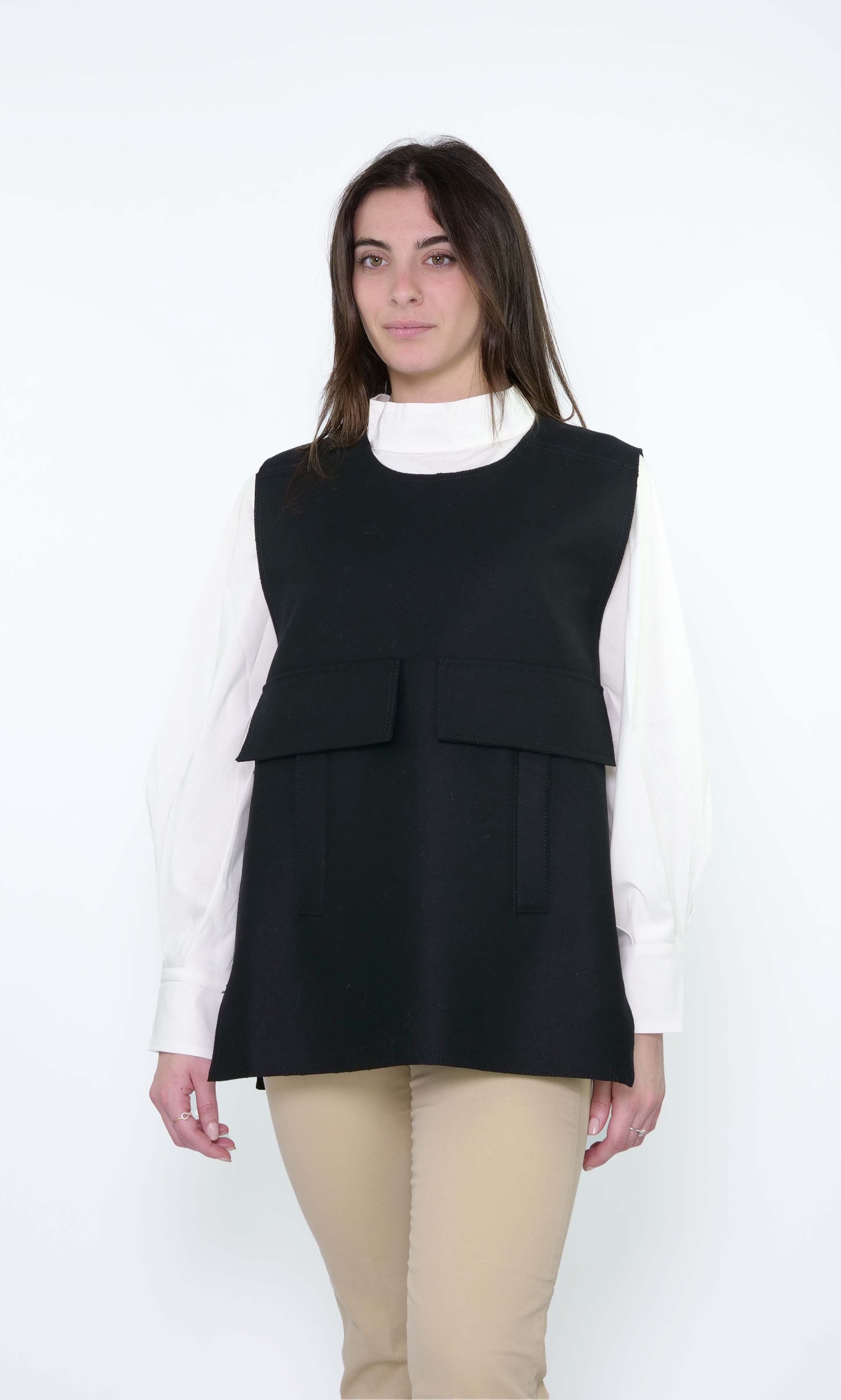 Gilet in panno REVER BERENICE Nero - Sergio Fabbri