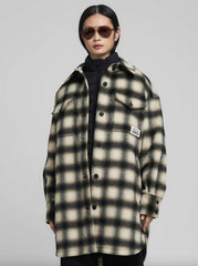 Cappotto misto lana check REPLAY W7916 .000.52804. 010 - Black/Sand
