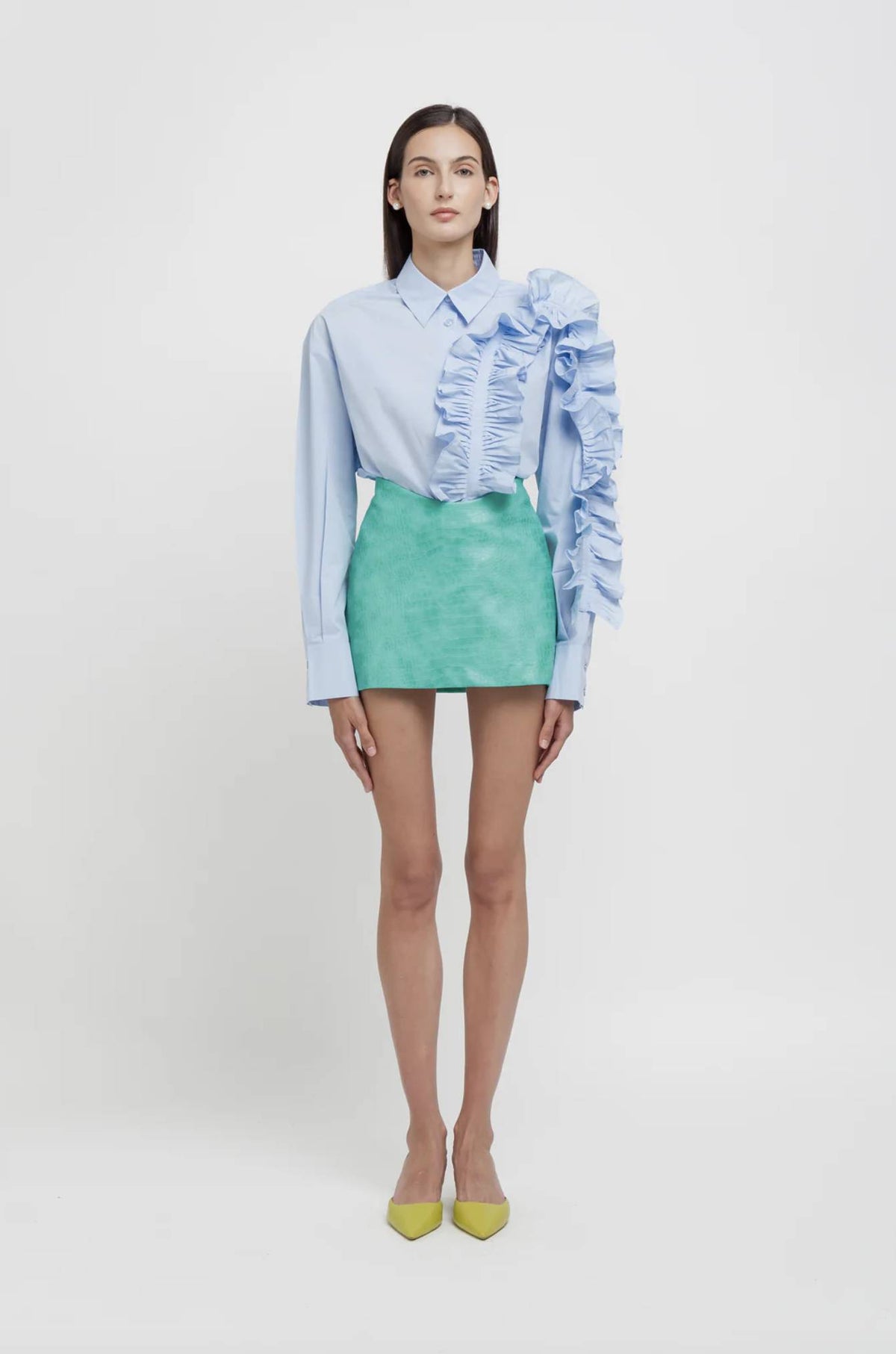 Camicia con ruches WEILI ZHENG S26SL16 - Light Blue