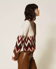 Cardigan jacquard TWINSET ACTITUDE 3030 - Toffee