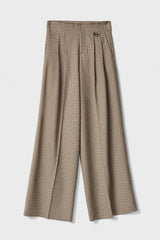 Pantalone gamba dritta tessuto quadretto GAELLE PARIS GAABW06876 - Beige