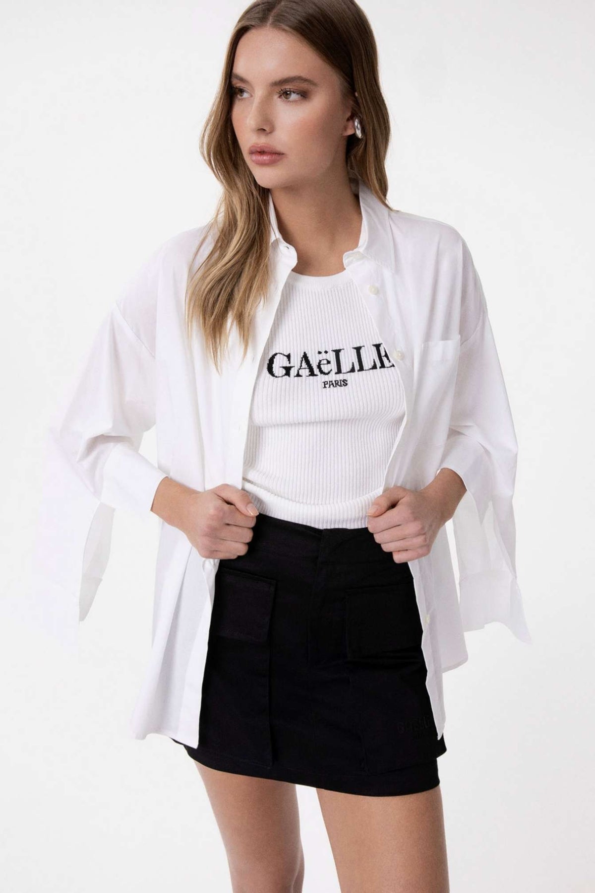 Camicia over in popeline GAELLE PARIS GAABW09856 - Bianco