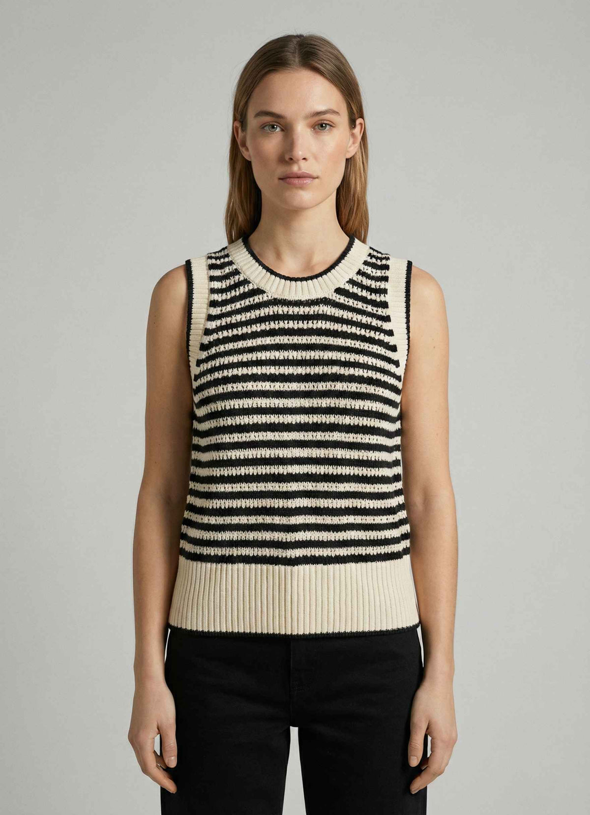 Gilet a righe ECOALF TULIP KNIT - Ecru