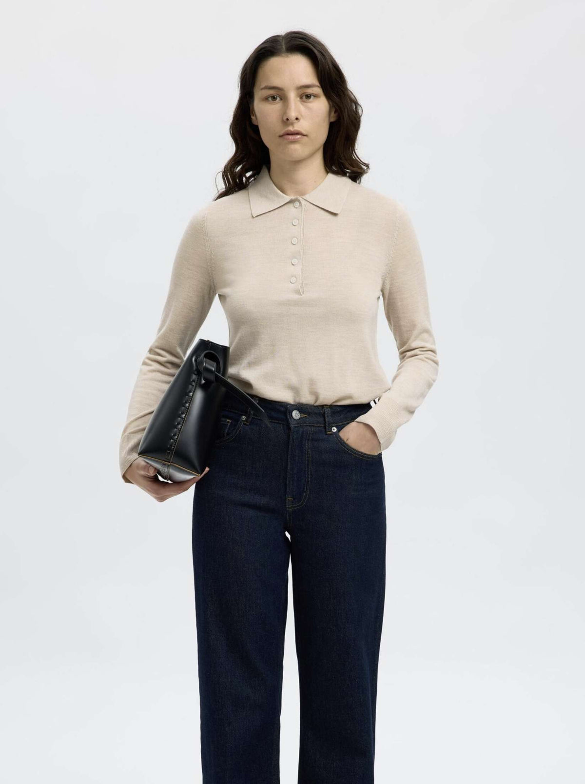 Maglioncino polo SELECTED 16098146 - Oatmeal