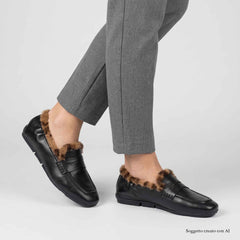 Mocassino ASH BARKLEY FUR - Black/Leopard