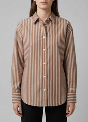 Camicia SAINT BARTH CRISTAL - Cotton Stripes Tiny 01378L Bianco/Marrone