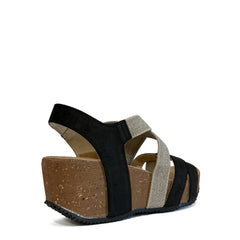 Sandalo con zeppa BIONATURA 24A991 - Scamosciato Nero