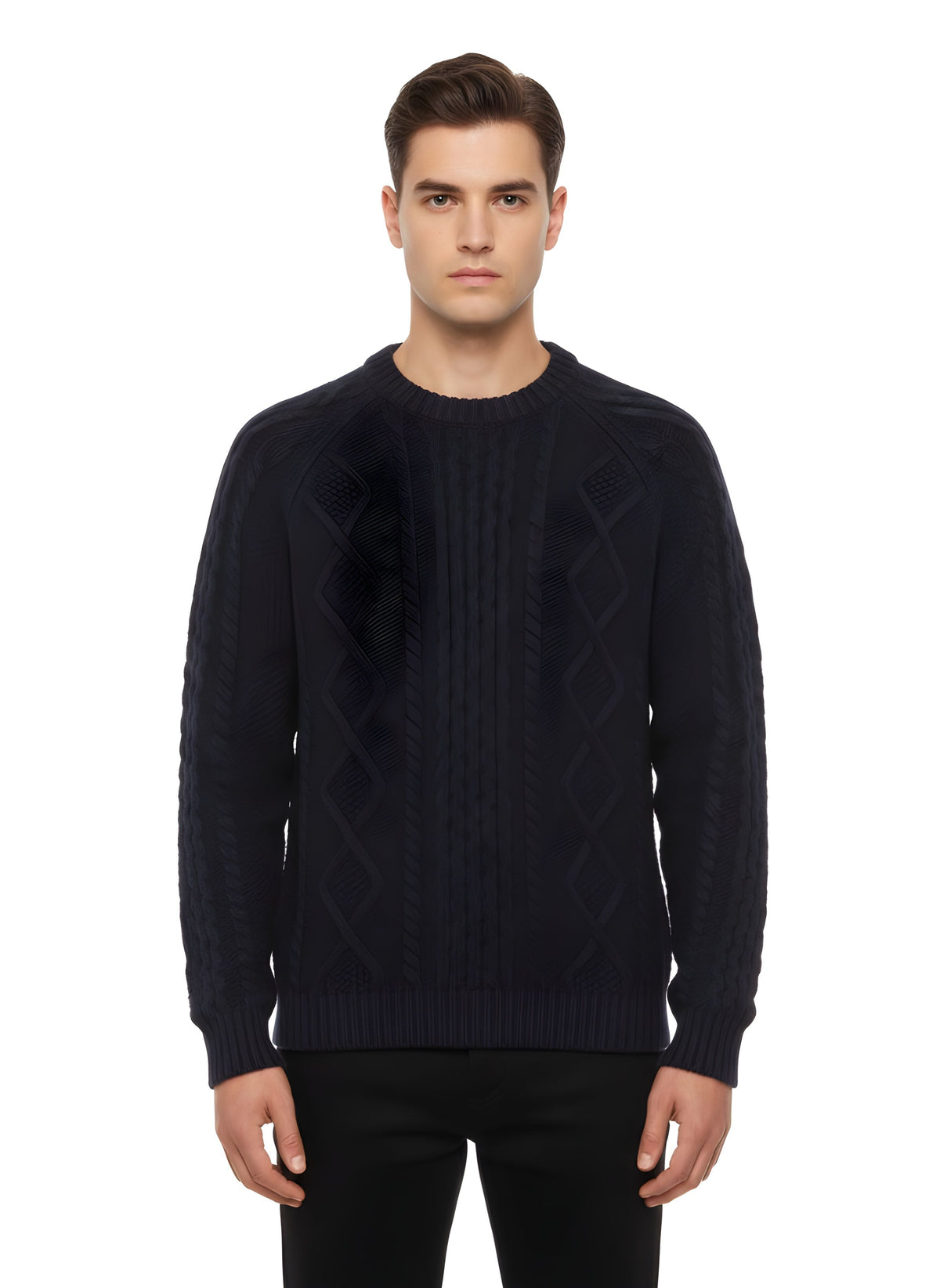 Maglione RAKKI' Aran Girocollo - Blu notte