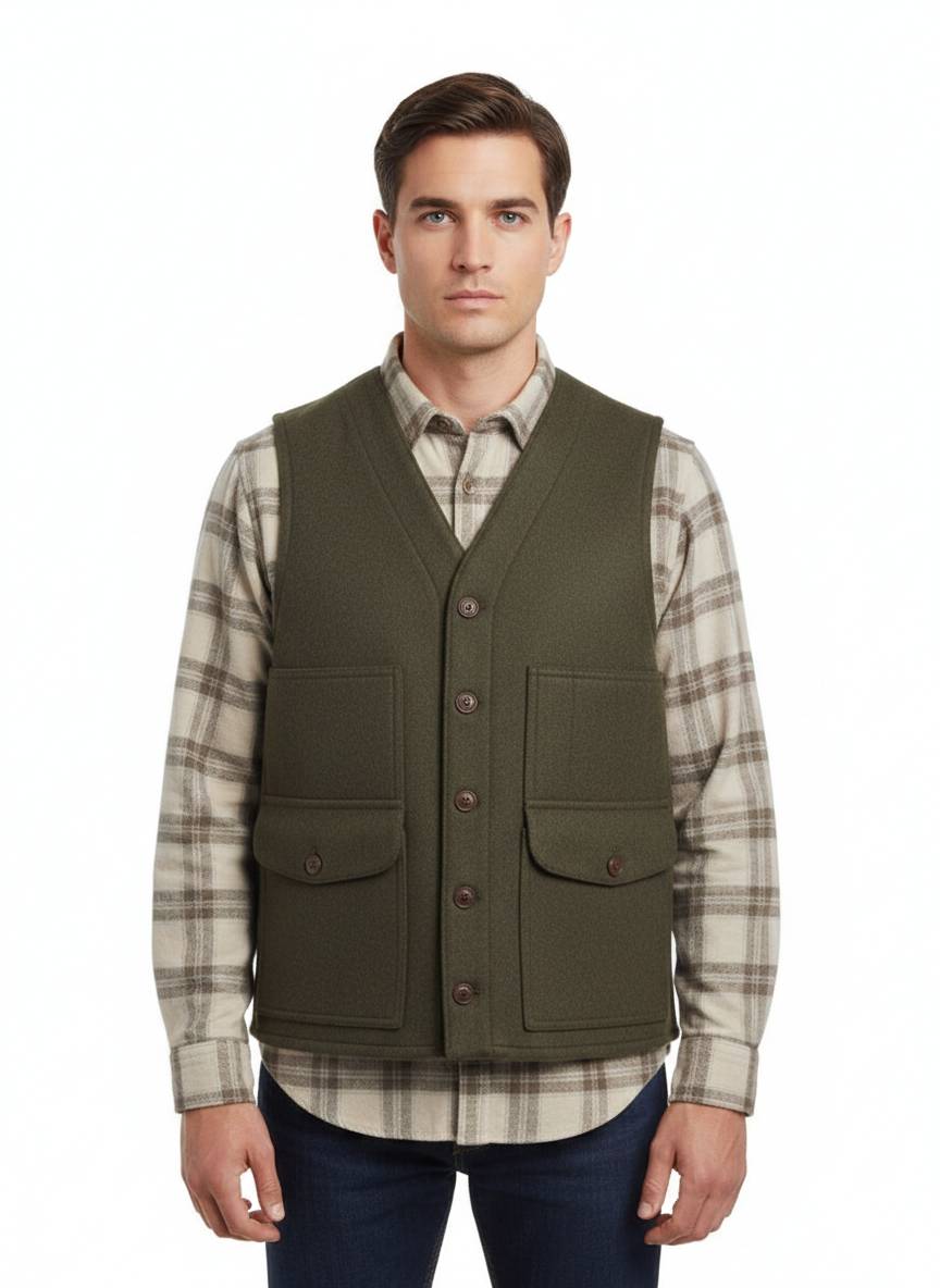 Gilet CHESAPEAKE'S Heavy Weight Wool Oregon - Dark Green