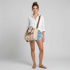 Borsa a spalla SAINT BARTH ESSENTIAL 09184L - Stripes Pop Beige/Marrone