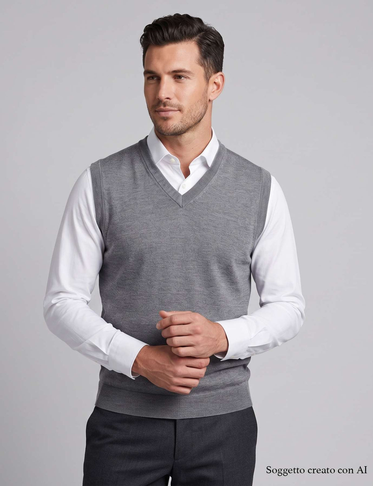 Gilet scollo V MASQ 5014 350 - Grigio