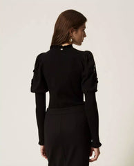 Maglia ricamo paillettes TWINSET ACTITUDE 3105 - Nero