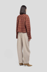 Camicia boxy fit WEILI ZHENG SL10 - Small Check Wine