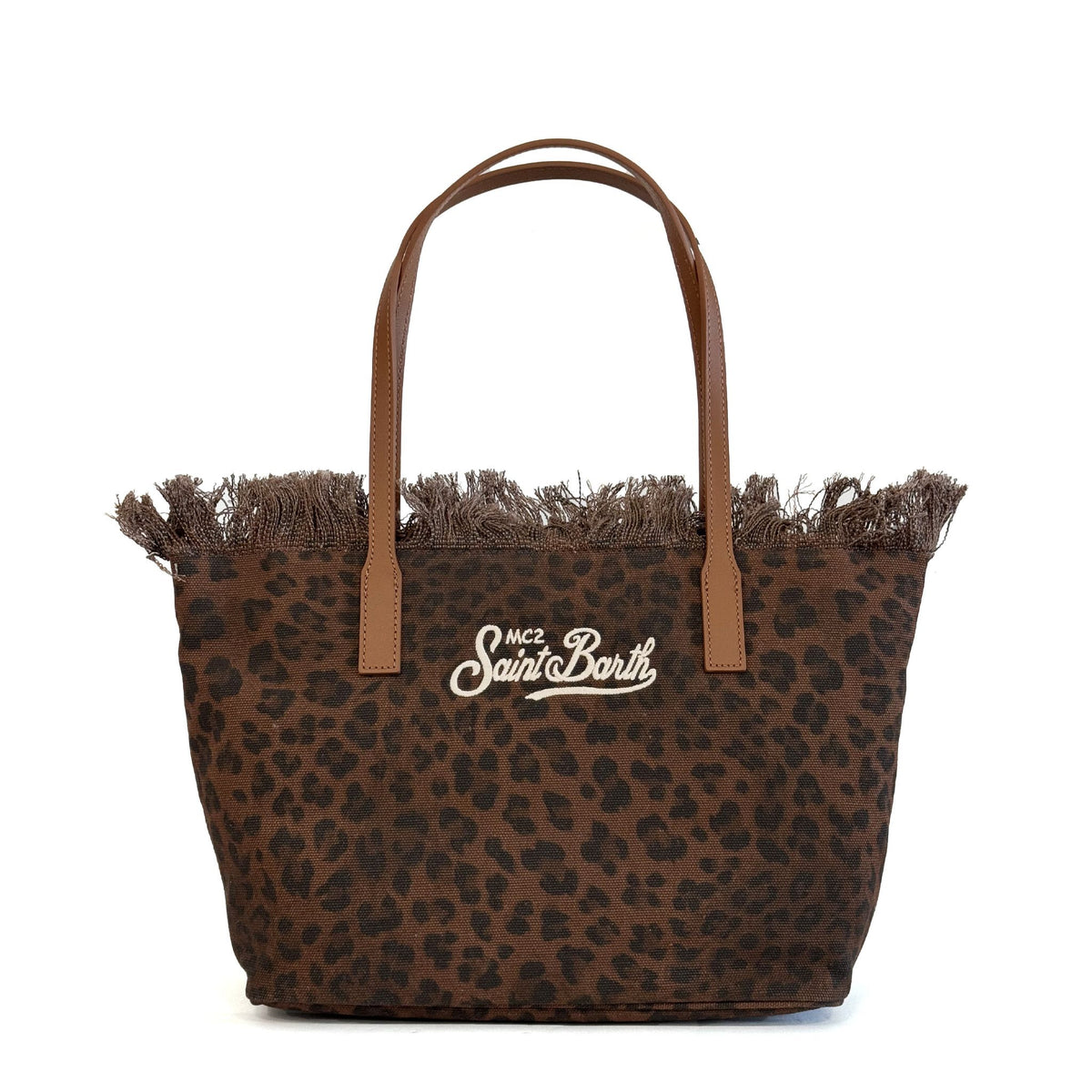 City Bag Mid Fringe SAINT BARTH 00588L - Canvas Dark Leopard