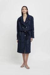 Trench crop WEILI ZHENG S26JK05 - Deep blue denim