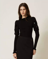 Maglia ricamo paillettes TWINSET ACTITUDE 3105 - Nero