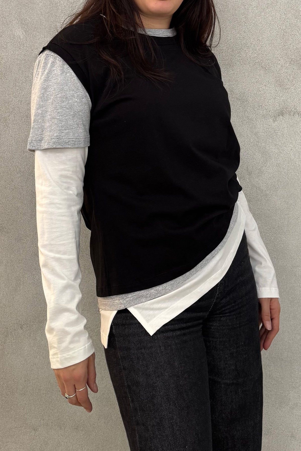 T-shirt set 3 GLAMOURETTE G36760 - Panna/Grigio/Nero