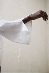 Camicia scollo V lino ECOALF JENA SHIRT - White