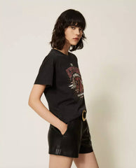 T-shirt con stampa TWINSET ACTITUDE 2180 - Nero