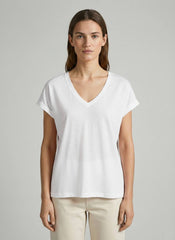 T-shirt scollo V ECOALF ARENDAL - White