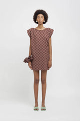 Mini abito smanicato WEILI ZHENG S26DC14 - Brown Polka Dots