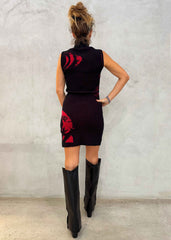 Abito in magliera corto GAELLE PARIS GAABW01231 - Nero/Rosso