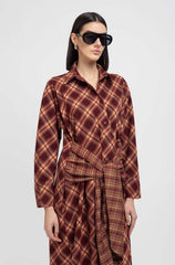 Abito chemisier in tartan WEILI ZHENG DL06 - Wine