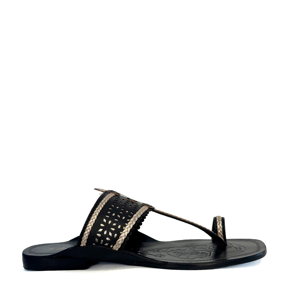 Sandalo basso LE CHICCHE LC6825 - Leather Black/Gold