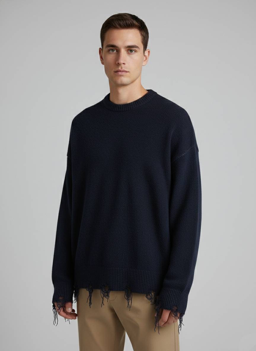 Maglioncino CYCLE Arty Round Neck - Navy Blue