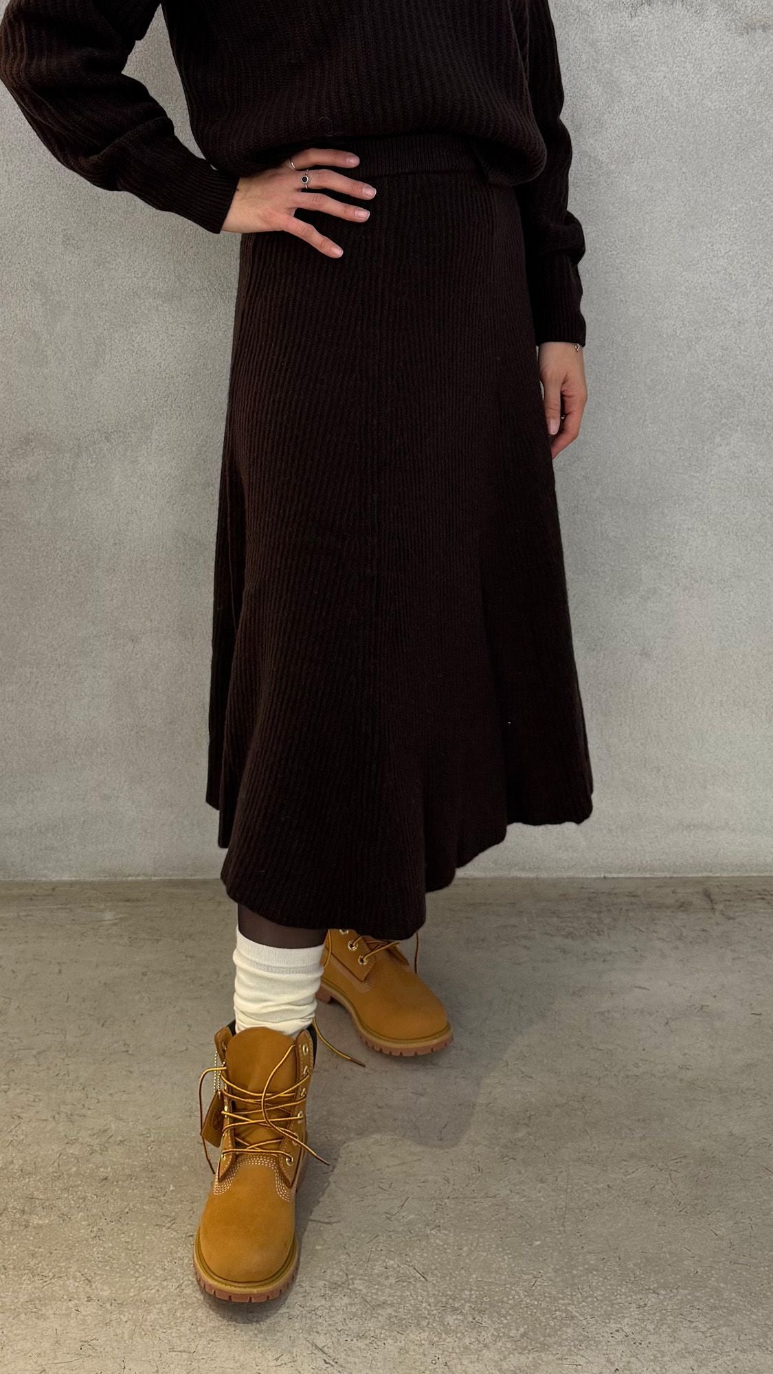 Gonna a ruota in maglia KNITEREE KNW2576GO - Coffee