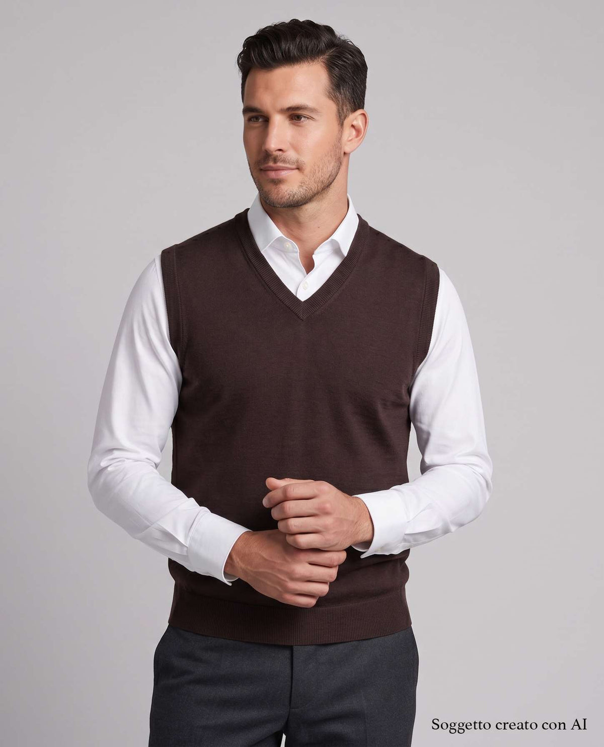 Gilet scollo V MASQ 5014 480 - Marrone