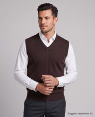 Gilet scollo V MASQ 5014 480 - Marrone