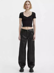 Baggy Dad Jeans In Faux Leather LEVI'S A4414-0000 - Black