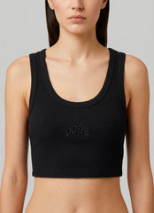 Mini Top crop GCDS Rib Logo - Black