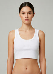 Mini Top crop GCDS Rib Logo - Optic White