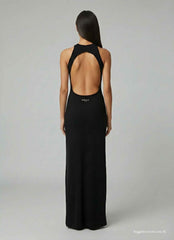 Abito lungo in costina GAELLE PARIS GAABW09309 - Nero