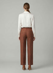 Pantalone dritto misto lino GAELLE PARIS GAABW10024 - Marrone