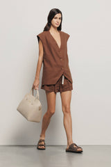 Short misto lino GAELLE PARIS GAABW03803 - Marrone
