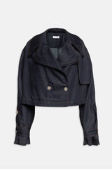 Trench crop WEILI ZHENG S26JK05 - Deep blue denim