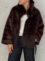 Pelliccia con cintura BULLY 7238 Eco Fur - Cacao Mix