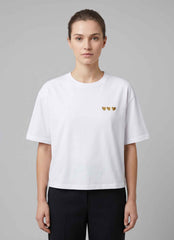 T-shirt Over GLAMOURETTE G12611 Cuori - Bianco/Oro