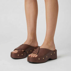 Sandalo con zeppa MISS OLIVIA CAROLA - Coffee