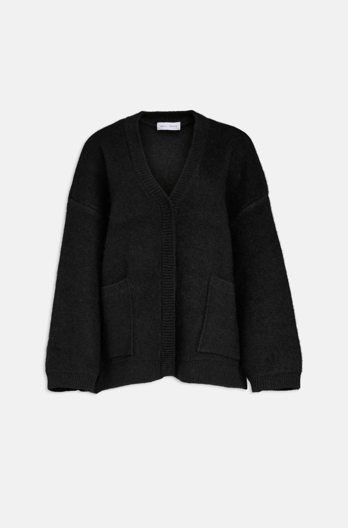 Maxi cardigan scollo V WEILI ZHENG KC05 - Black