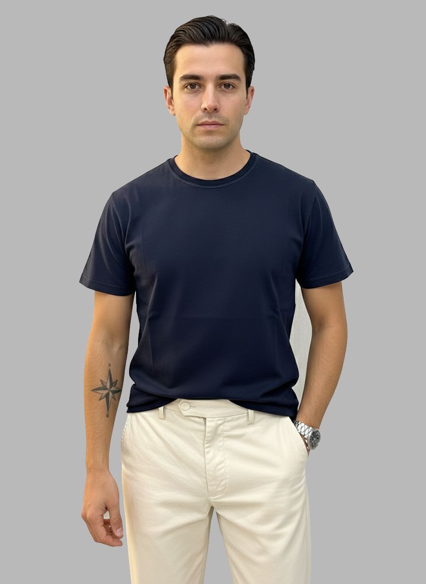 T-shirt Basic BLEEKER 1202 Jersey - Navy