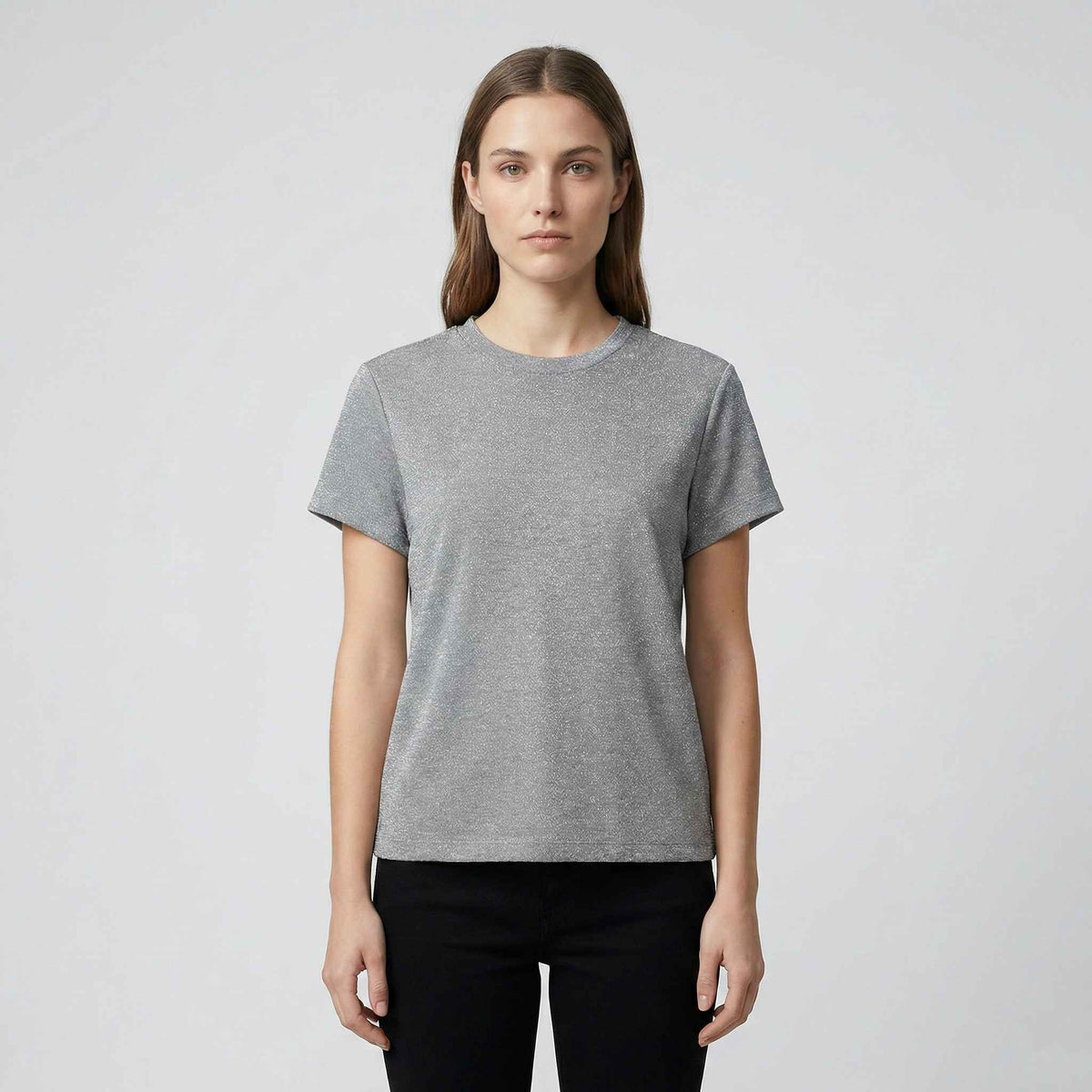 T-shirt in jersey lurex GAELLE PARIS GAABW07733 - Argento