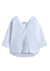 Camicia over scollo V ECOLAF PIA SHIRT - Sky Blue