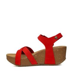 Sandalo con zeppa BIONATURA 24FREGE - Nabuck Rosso