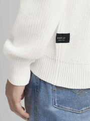 Pullover cotone costine REPLAY UK4722.000.G23788. 011 - Bianco