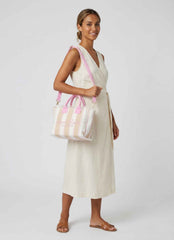 Borsa a mano SAINT BARTH COLETTE 02596L - Beach Stripe Bianco/Rosa